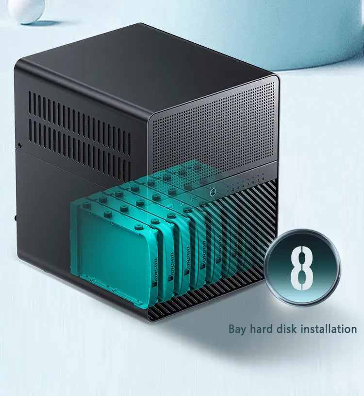 JONSBO N3 Mini NAS-chassi ITX Mini aluminium med stålplatta, stöd för 130 mm CPU-kylare, två 100×25 mm-fläktar ingår