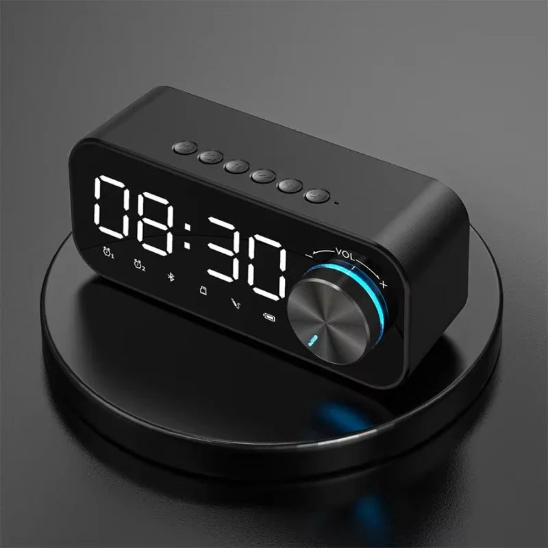 MP3 Väckarklocka, FM-radio och multifunktionell musikspelare Trådlös Bluetooth-högtalare med LED-display, stereobas Bluetooth-högtalare