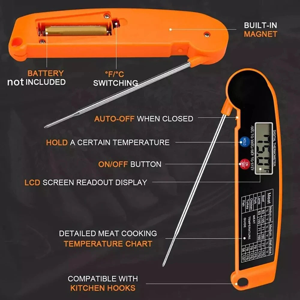 Folding Digital Food Thermometer with Hold Function