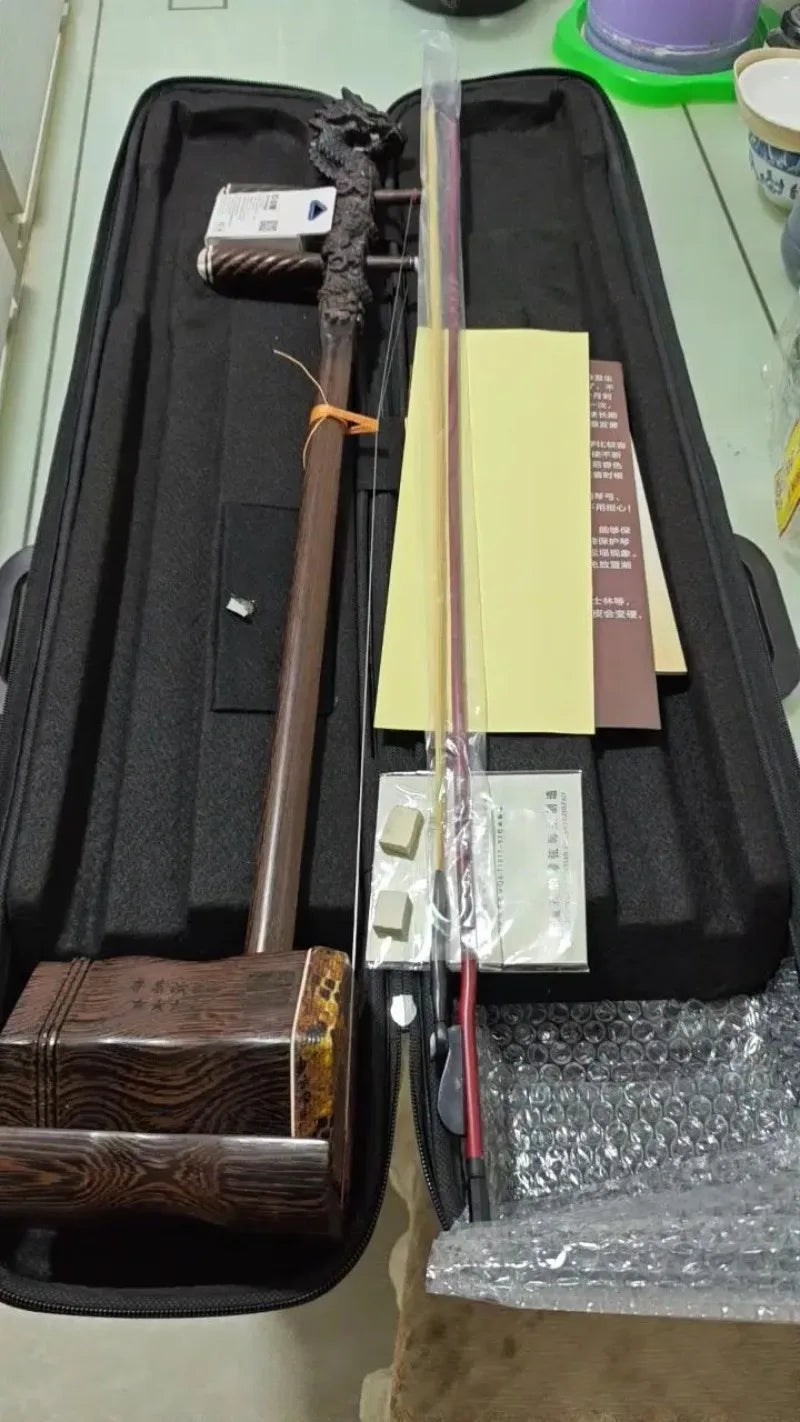 Erhu drewniane z detalem smoka na głowie