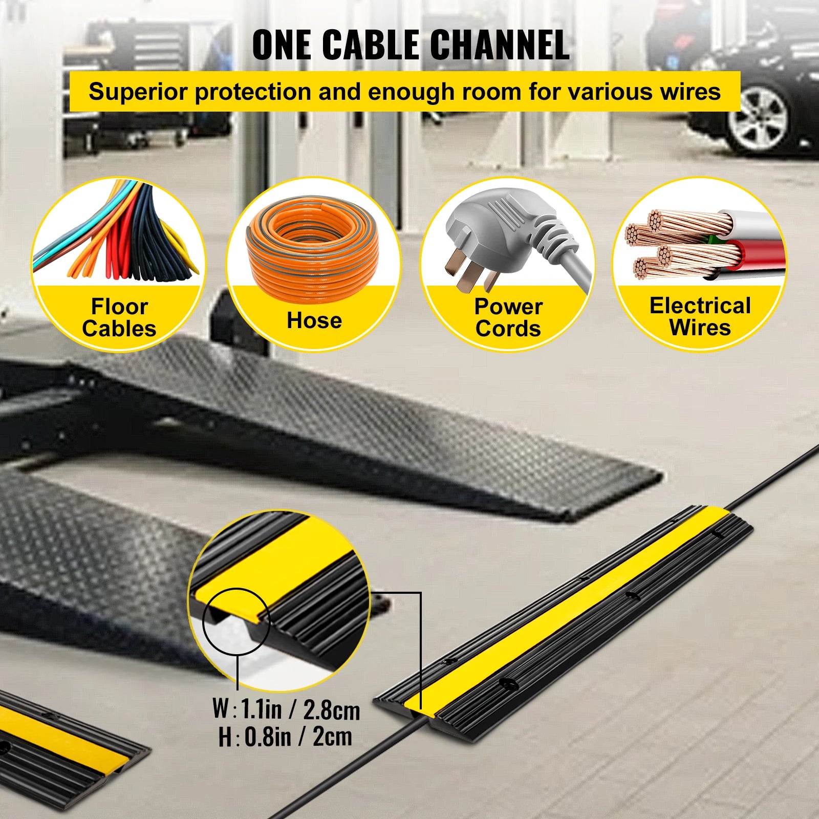 Modular Rubber Cable Protector Ramp 1 Channel 22046 lbs Load