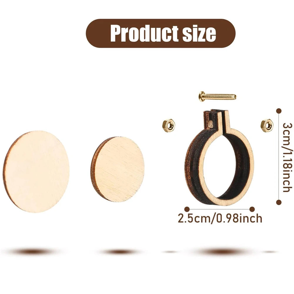 Mini Wooden Embroidery Frames, 25mm, Set of 10