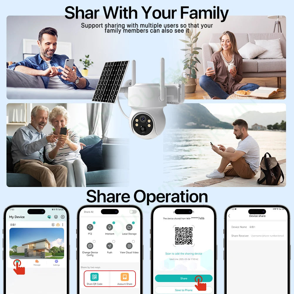 WiFi PTZ Camera Outdoor Wireless 10X Zoom Solar IP Camera 4MP Built-in Battery Video Surveillance Camera Long Time Standby iCsee