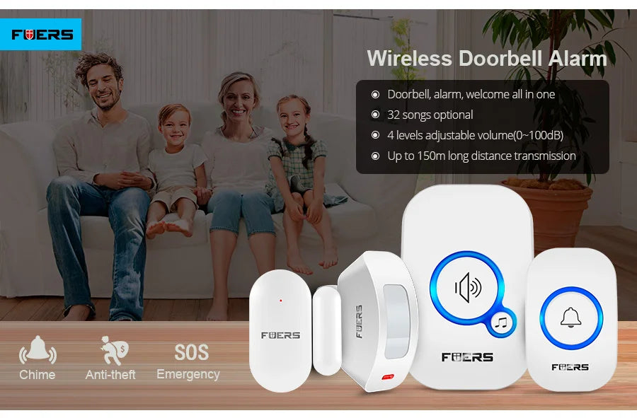FUERS Wireless Door Sensor Alarm with Visitor Chime