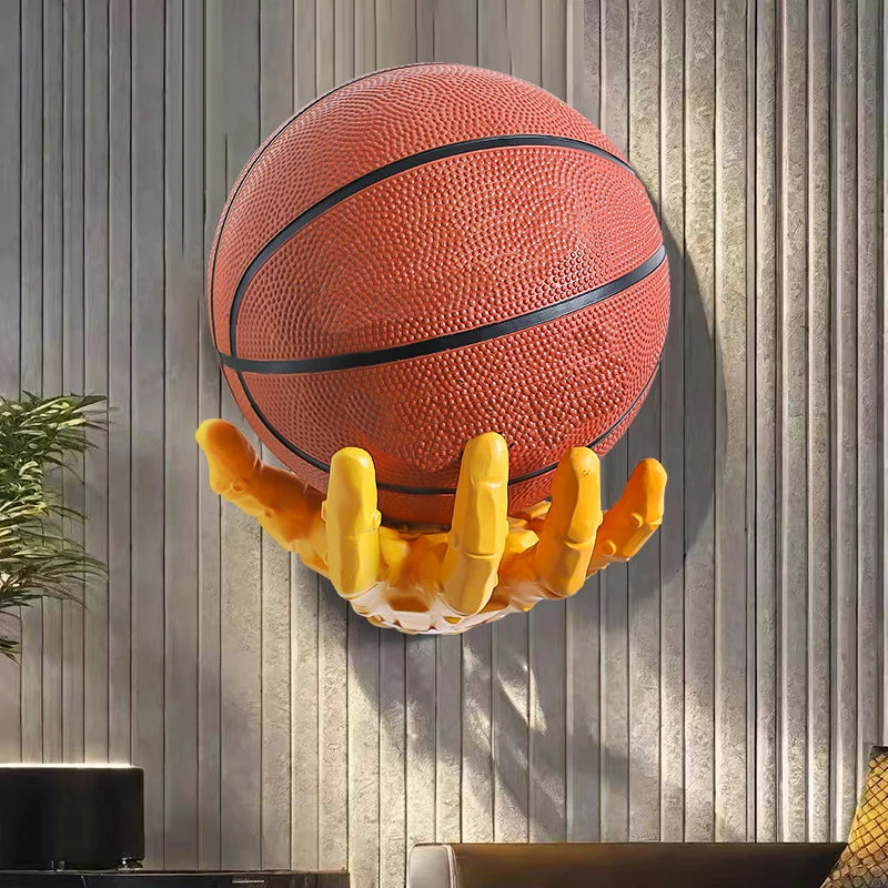 Wall-Mounted Robotic Arm Rack for Basketball and Football