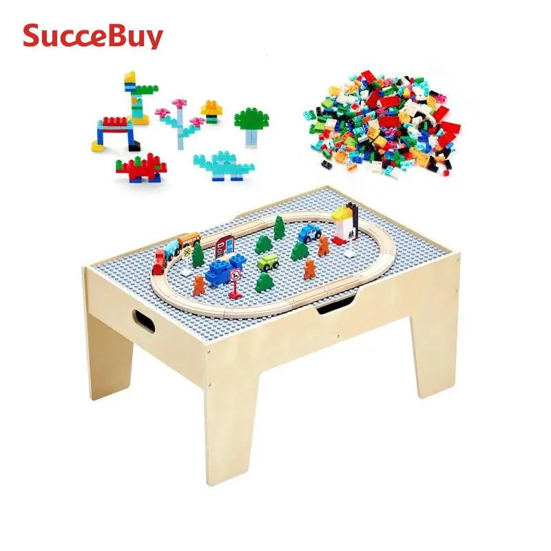 Kids Multi-Activity Play Table Set with 320 Pieces & Train Tracks