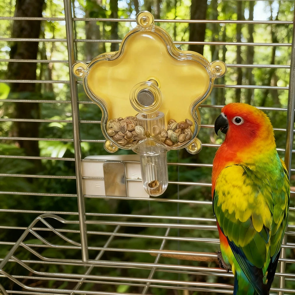 Flower-Shaped Rotating Parrot Foraging Toy