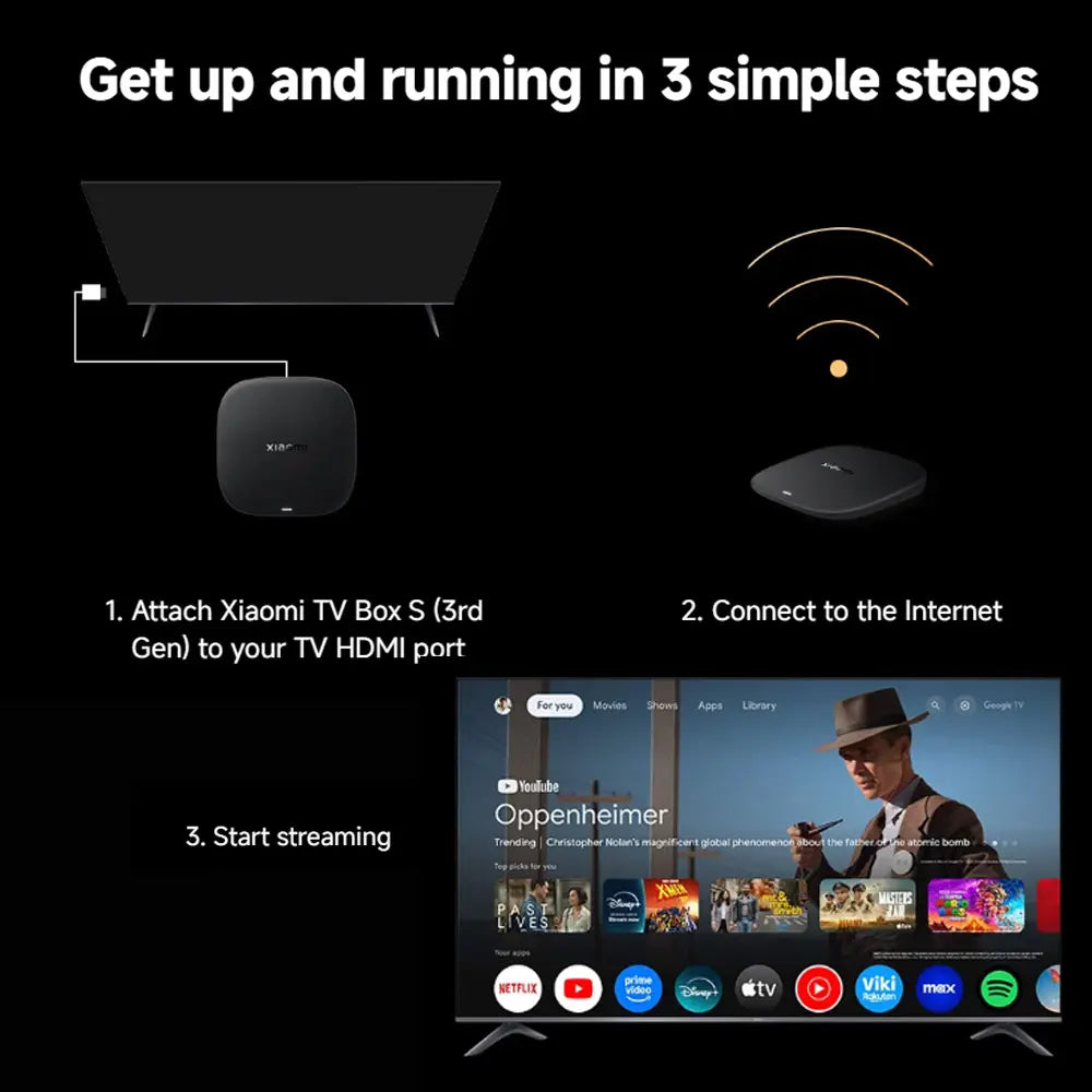New Xiaomi TV Box S 3. generacija, pametni Android TV box 4K UHD media player, Dolby Vision HDR10+ Google Assistant Google TV set-top box