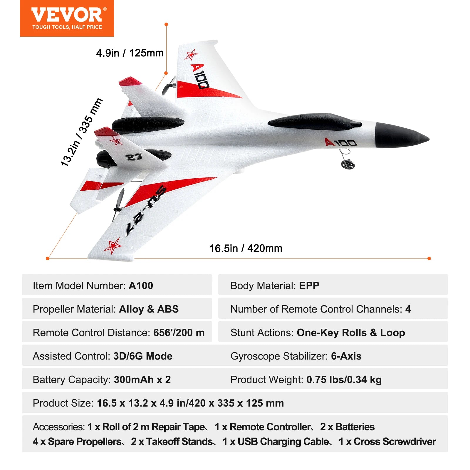 Avion télécommandé RC planeur 4 canaux avec 2 batteries