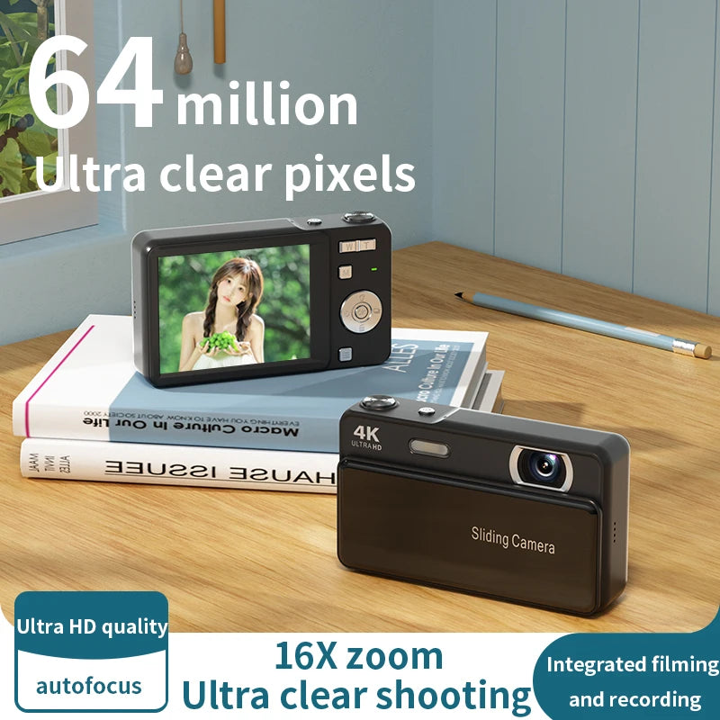 New Sliding Digital Camera CCD Campus 4K High-Definition Camera for Taking Photos and Recording Integrated Student Card Machine