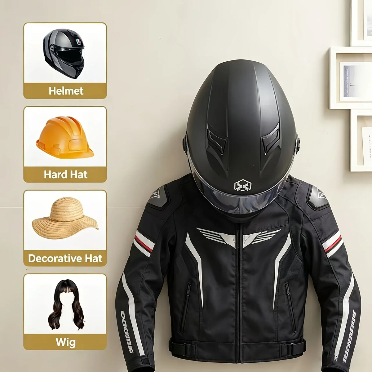 Wall-Mounted Motorcycle Helmet Holder