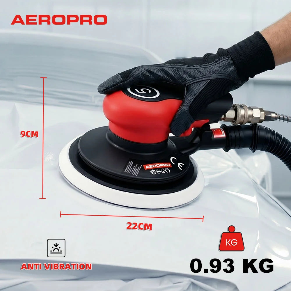 AEROPRO A313 Professioneller Pneumatik-Random-Orbital-Schleifer 6 Zoll Doppelaktion-Luftschleifer mit zentraler oder Selbstabsaugfunktion