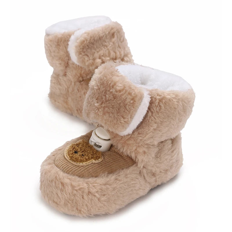 Cute Bear Baby Shoes Soft Plush Winter First Walkers