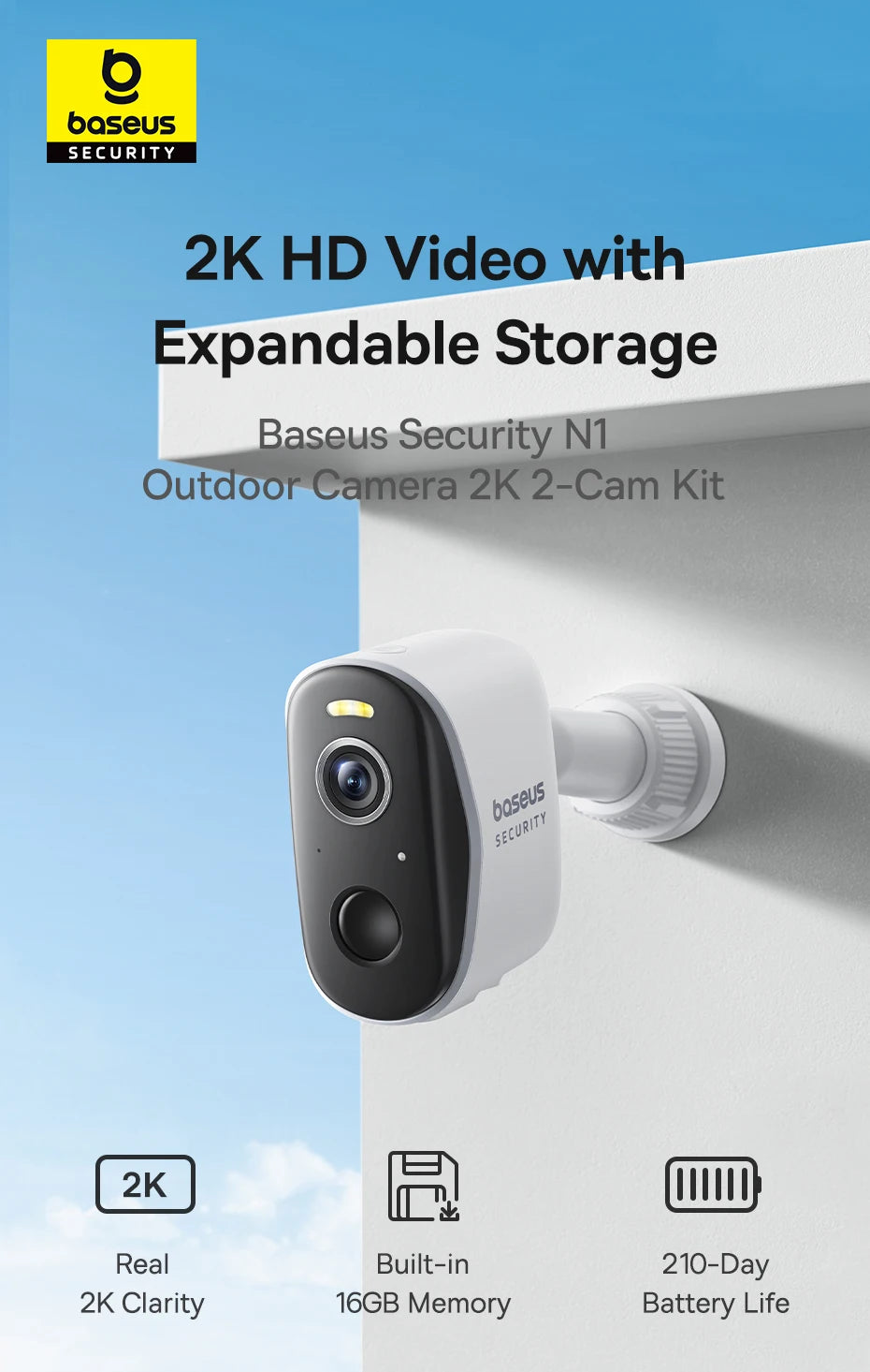 Wireless 2K Security Camera System with 210-Day Battery (2-Cam Kit)