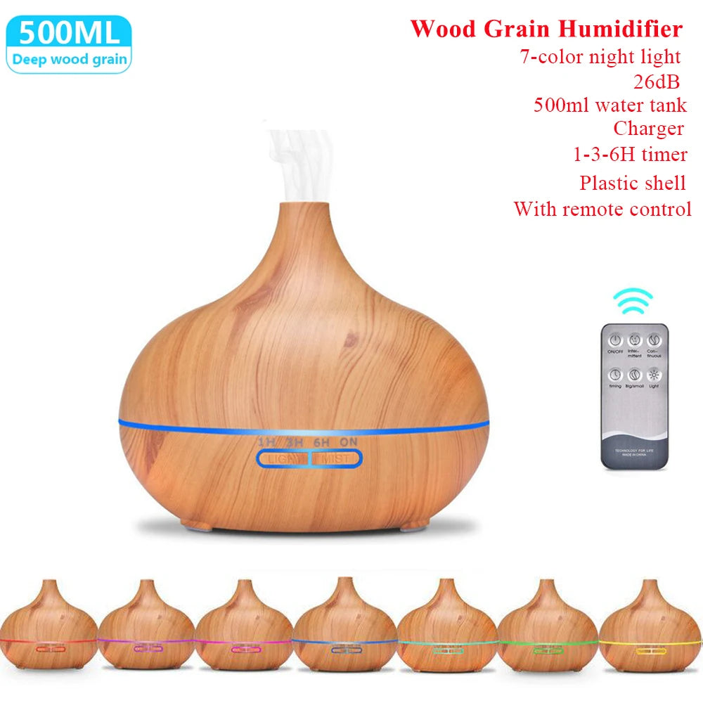 Humidificador ultrassónico e difusor de aromas com controlo remoto