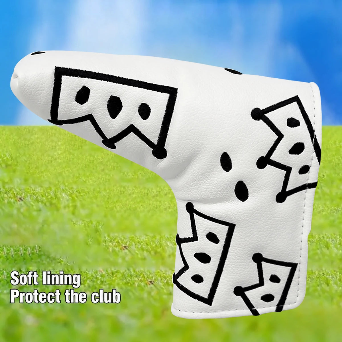 Golfputterhoofdbeschermer van PU met kroonpatroon