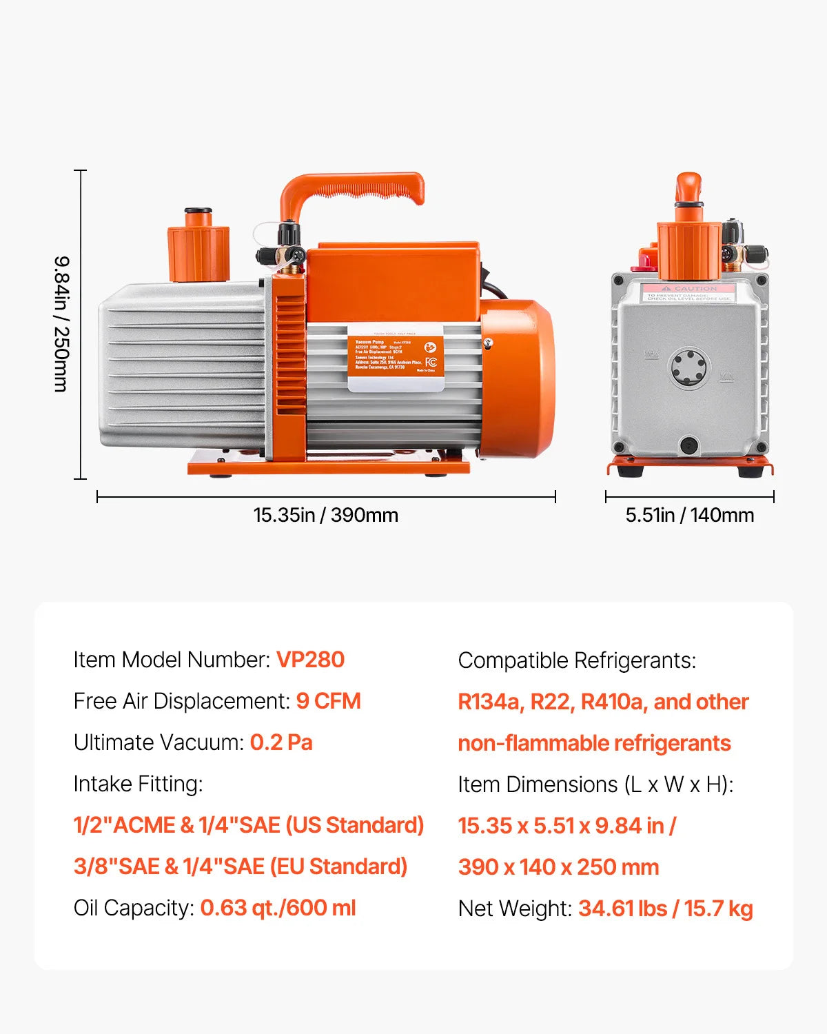 HVAC Vacuum Pump 3.5–9 CFM Single & Dual Stage for AC Systems