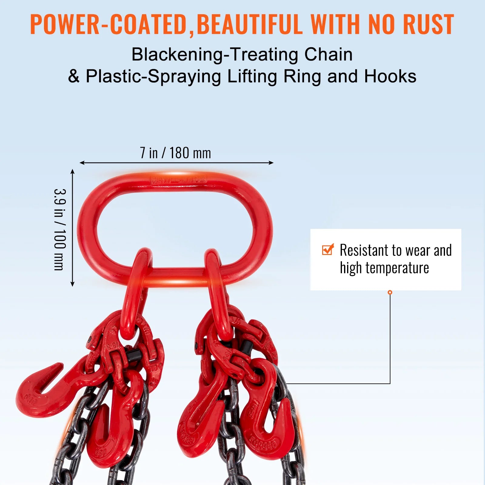 5/16" x 5 Ft G80 Chain Sling with Hooks – 11,000 lb Load