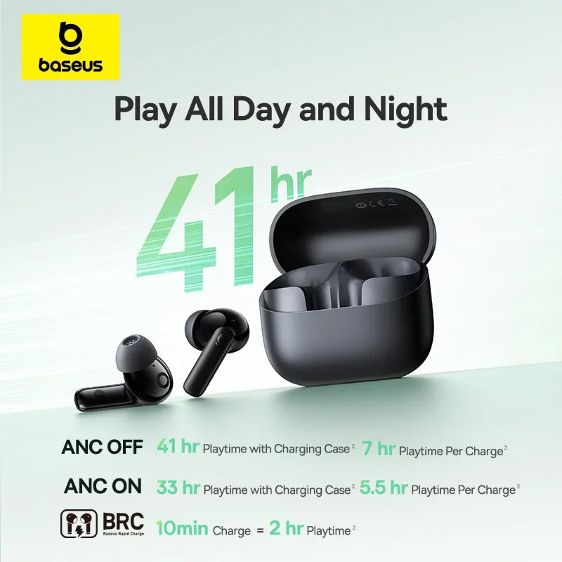 Noise Cancelling True Wireless Earbuds Bluetooth 6.0 with 41Hr Playtime