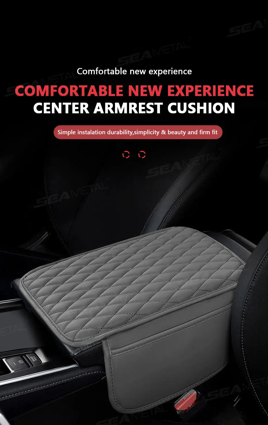 Universal Car Armrest Box Cover with Storage Pockets