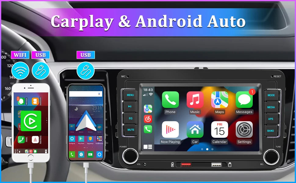 Android Car Radio CarPlay dla pojazdów VW 7" system multimedialny
