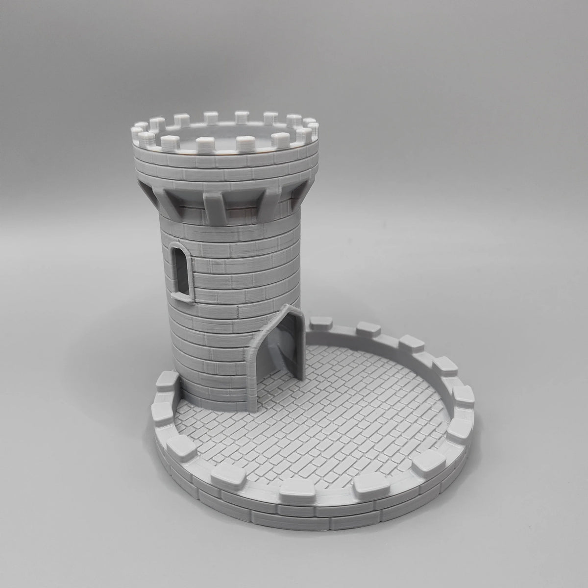 Castle Dice Tower with Tray – Light Gray