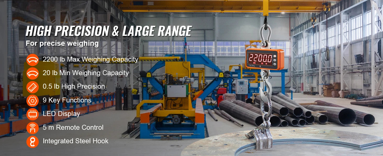 1000kg Digital Crane Scale with Remote & LED Display