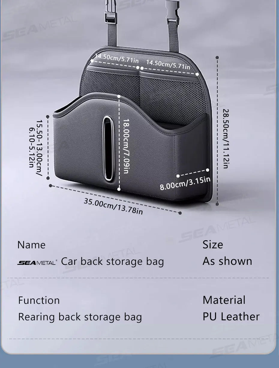 SEAMETAL Car Back Seat Organizer Multi-Functional Seatback Storage Bag Net Pocket Tissue Holder Wear-Resistant Hanging Organizer