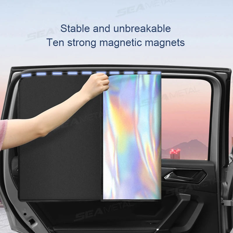 SEAMETAL 2Pcs Car Side Window Sun Shade Magnetic Car Sunshade Curtains Summer Sun Protection UV Blocking Auto Provacy Curtains