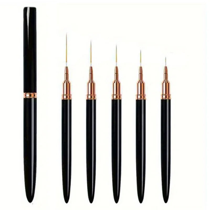 5Pcs/Set Nail Art Liner Brushes Set Elongated Lines Striping Drawing UV Gel Painting Nail Design Pen Professional Manicure Tool