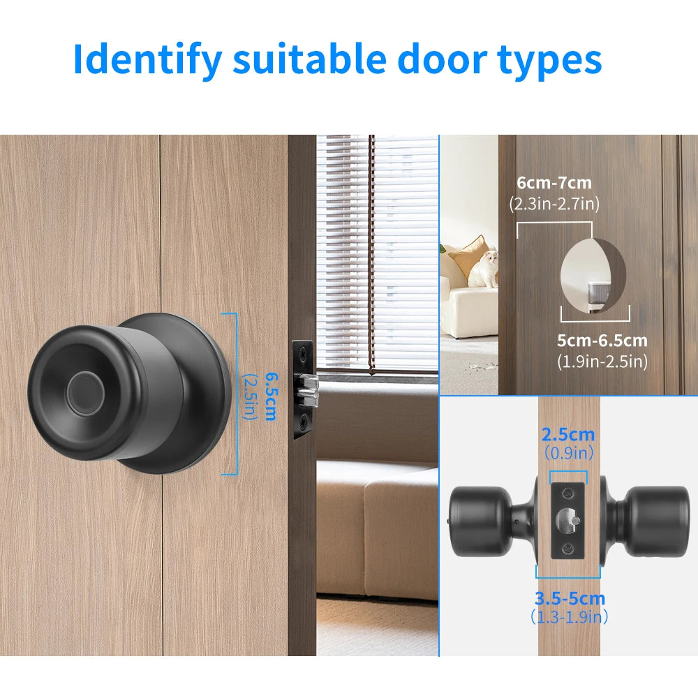 Smart Fingerprint Door Knob Lock with App Control