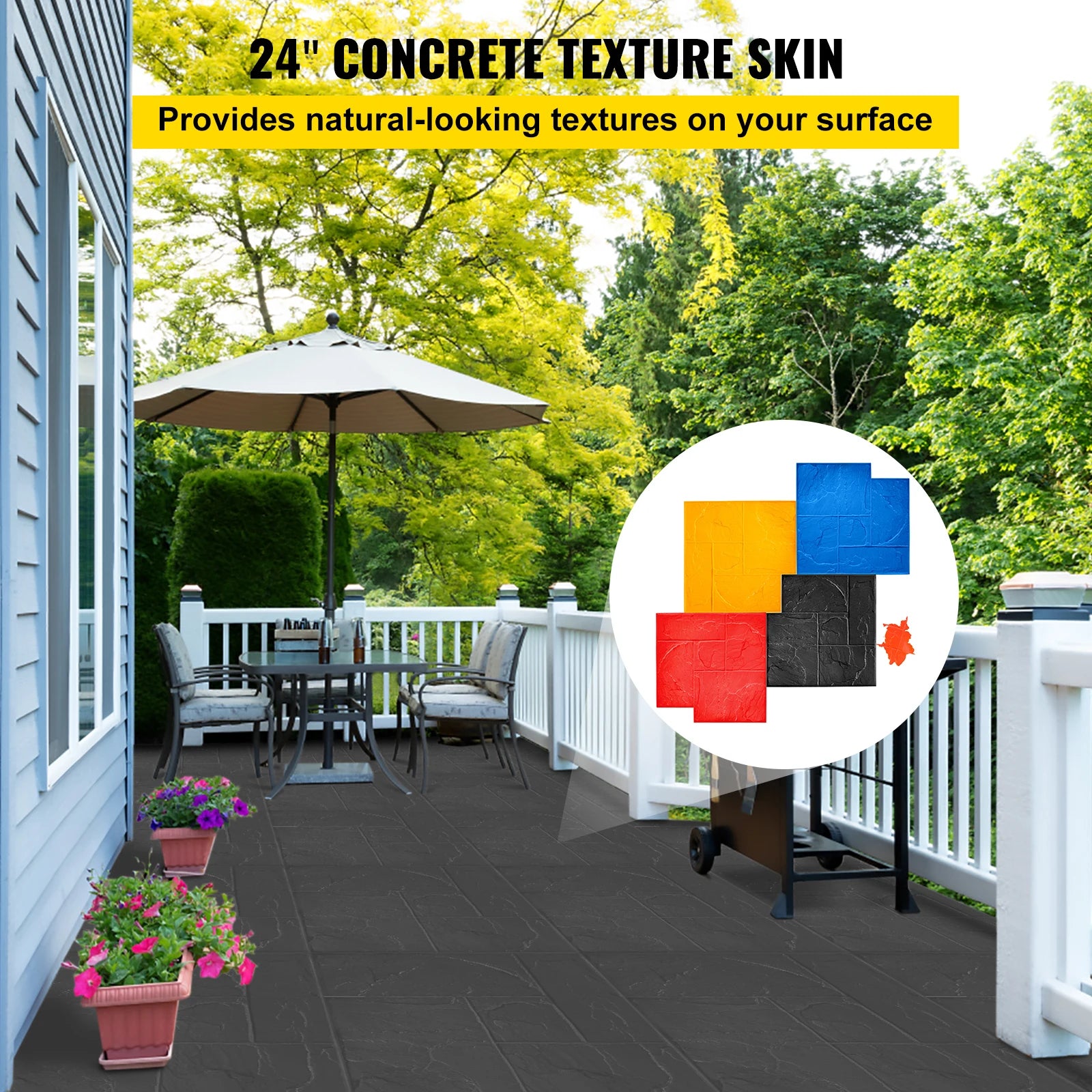 Concrete Stamp Mats 24x24" Set of 4 Stone Texture Skins