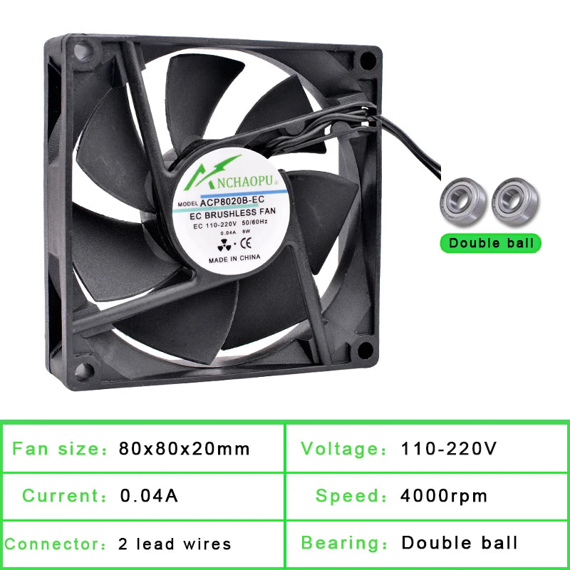 60mm 70mm 80mm 92mm 120mm 140mm Fan EC Brushless Cooling Fan AC 110V 120V 220V 240V for Cabinet Frequency Converter