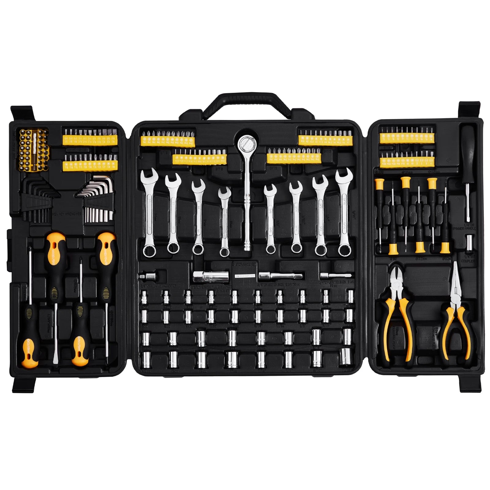 221-Piece Mechanics Tool Set SAE & Metric with Ratchet & Bits