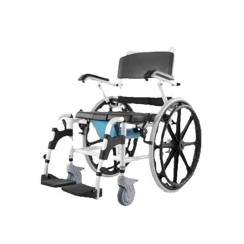 SucceBuy Shower Wheelchair 17.5in Bathroom Wheelchair for Inside Shower Adjustable Rolling Shower Chair for Disabled Adult