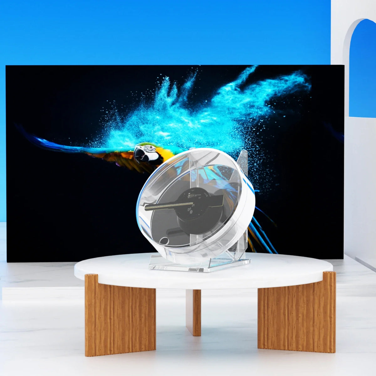 Mini LED Hologram-Effect Display Fan with Stand