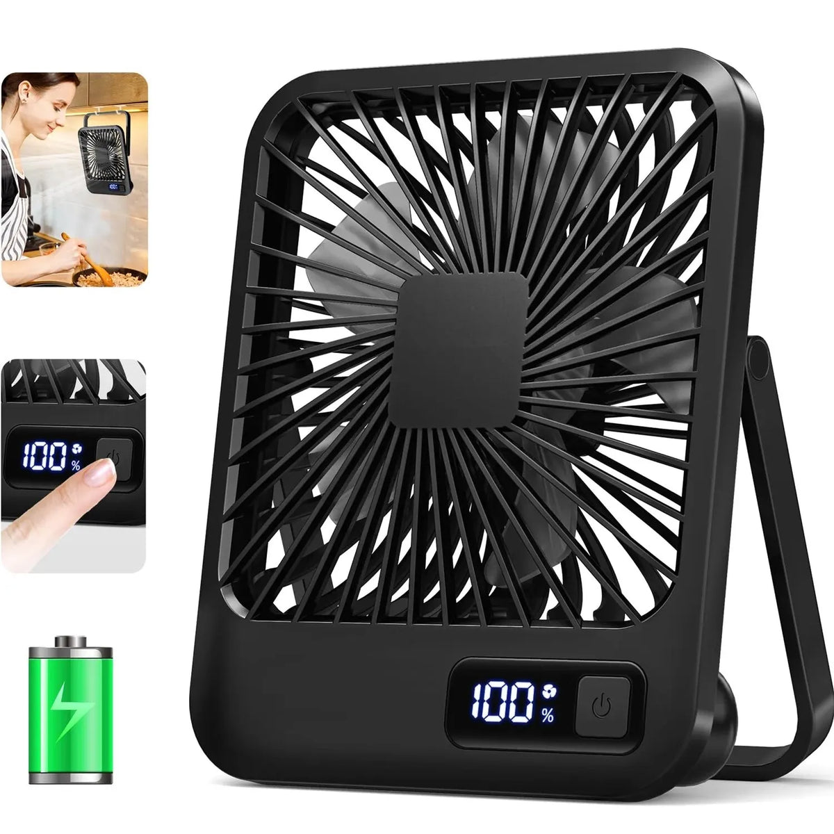 Nabíjateľný skladací stolový ventilátor, päť rýchlostí