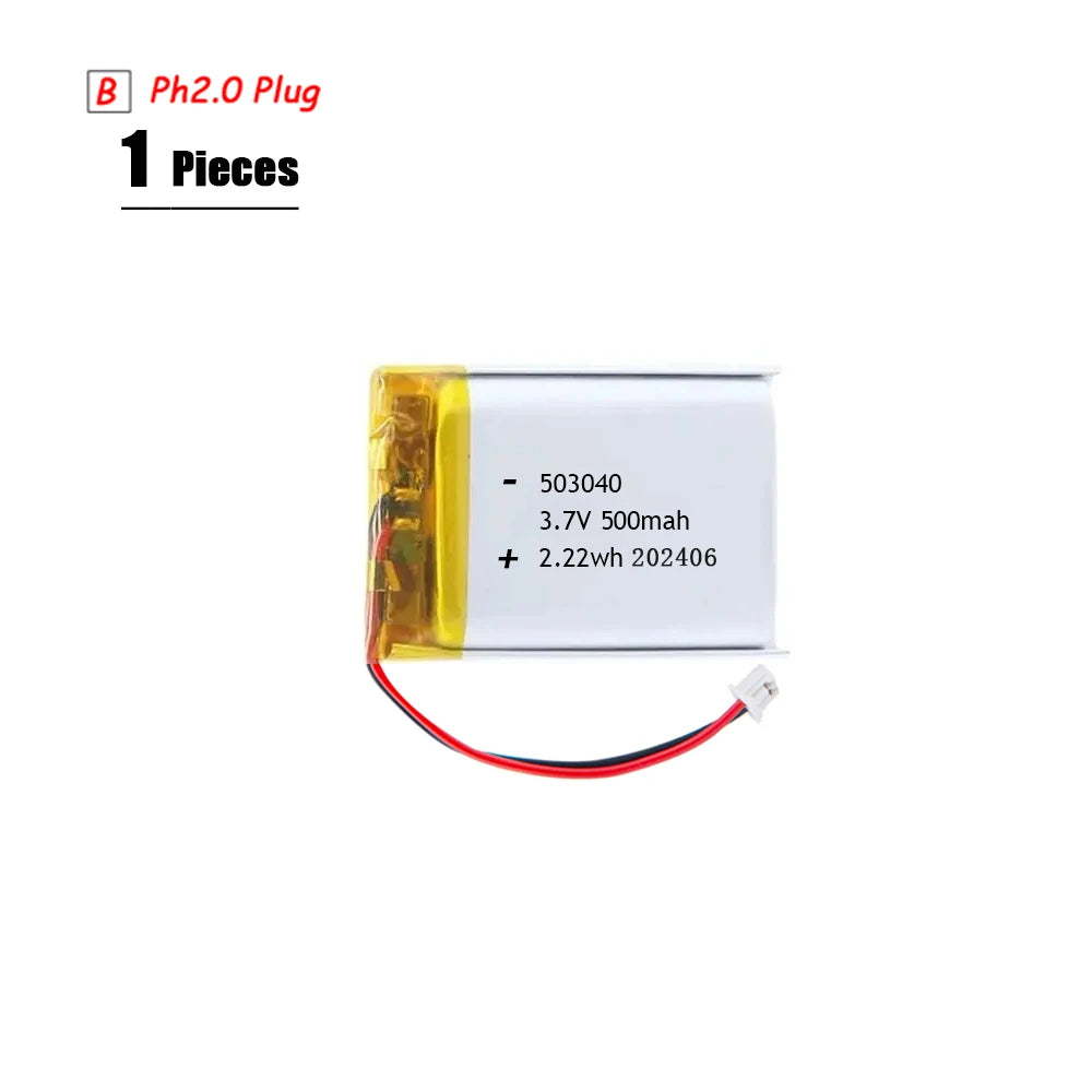 3.7V Lipo Battery Ph2.0 Plug Rechargeable Lithium Battery 3.7V For PS4 Humidifiers GPS Navigation Bluetooth Speaker MP3 MP4