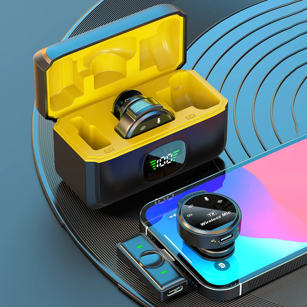 For Xiaomi Wireless Lavalier Lapel Microphone iPhone iOS/Android Type-C Phone Live Game Recording Interview with Magnetic Clip