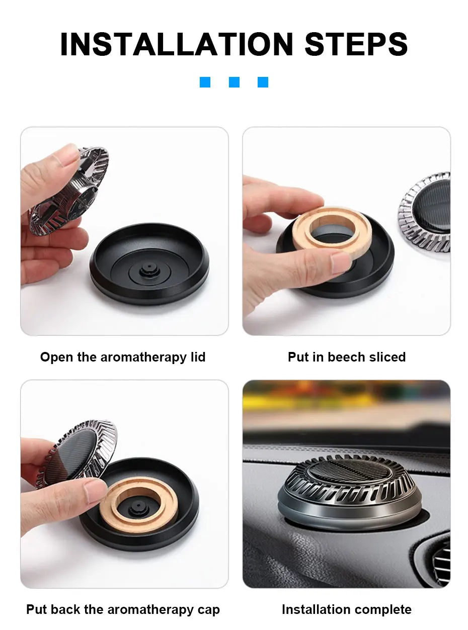 SEAMETAL Solar Air Freshener for Car Auto-Rotating Essential Oil Diffuser Dashboard Perfume Car Interior Accessories Remove Odor