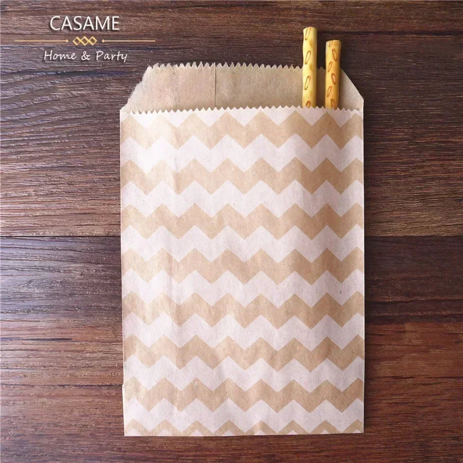 Wave Dot Kraft Paper Candy Bags – 50ks dárkové a balicí sáčky na sladkosti