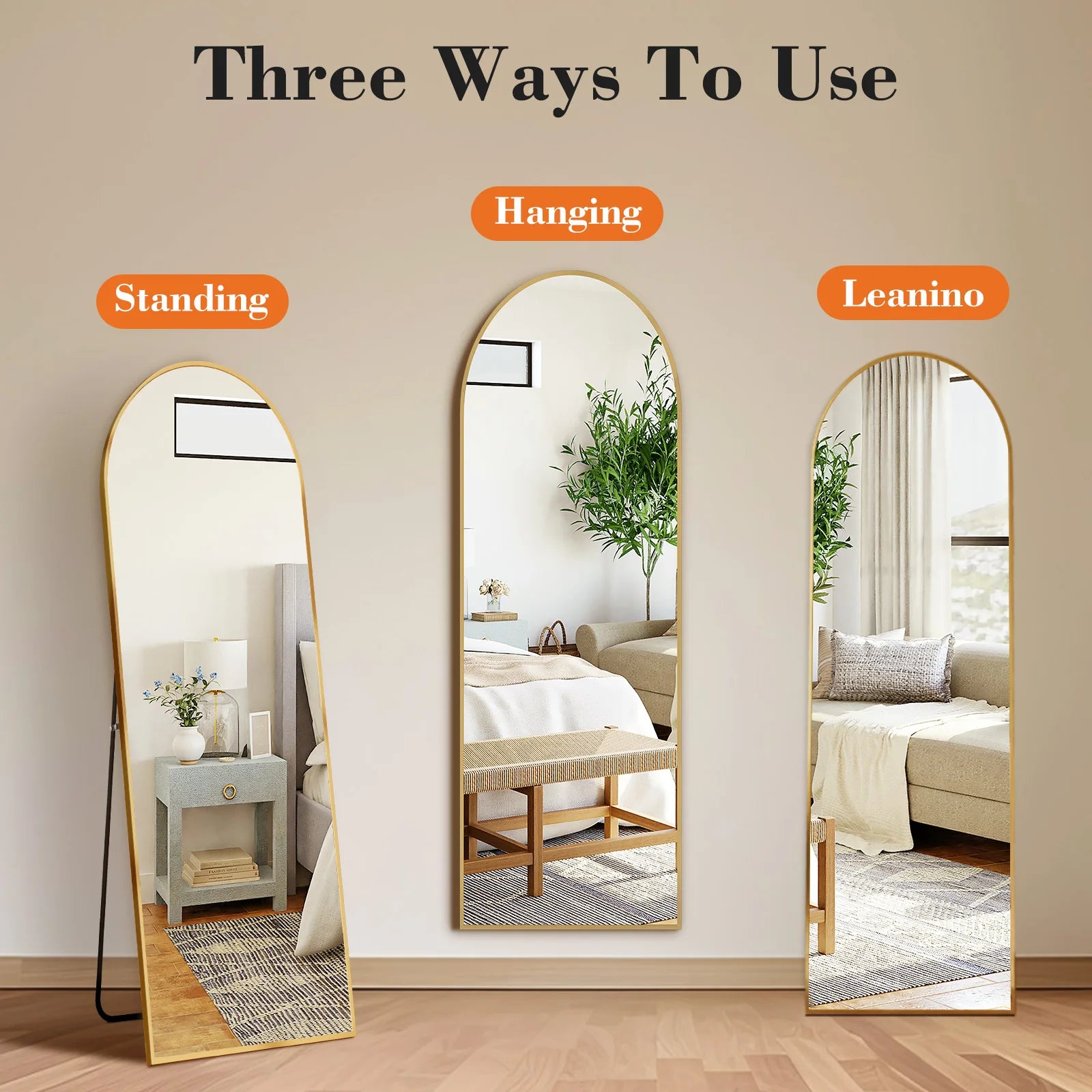 JHK Full Body Wall Mirror with Aluminum Alloy Frame