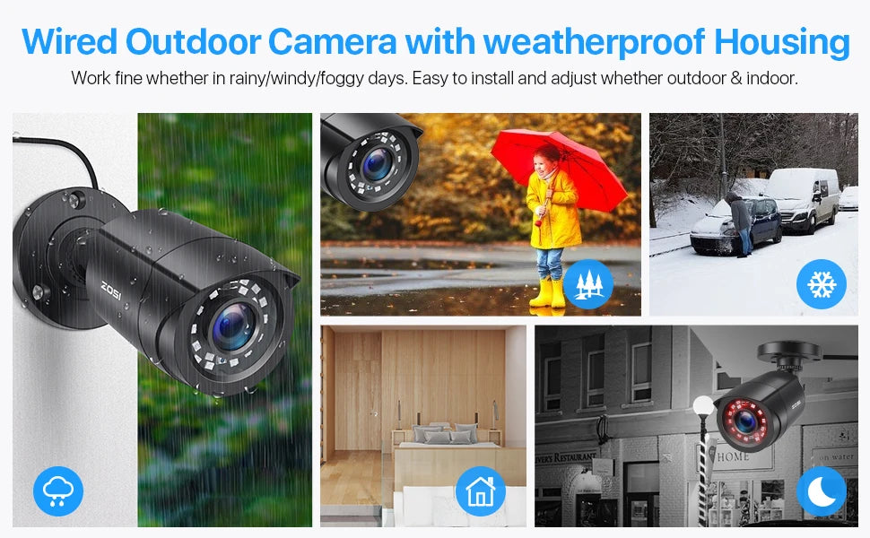 ZOSI 4-Pack 1080P HD-TVI Weatherproof Security Cameras