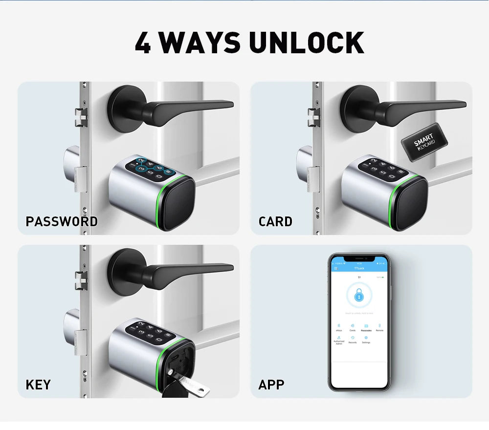 TTLock Smart Lock Cylinder with Keypad, APP Password IC Card Mechanical Key, Adjustable Euro Profile Door Lock