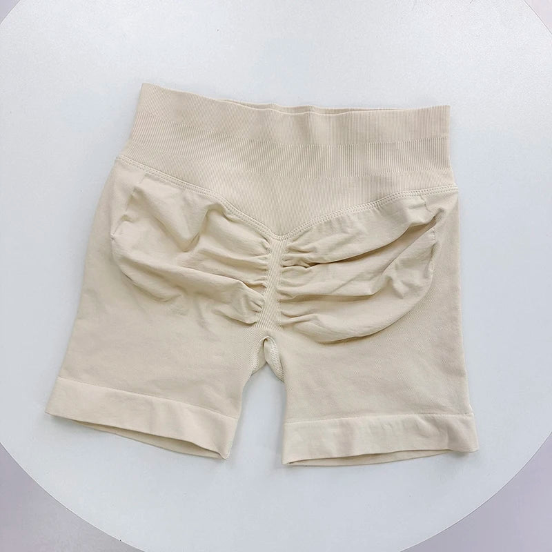 Seamless Shorts Ribbed Yoga Shorts Women Flex Scrunch Bum Gym Shorts Booty Running Short Butt Lifting Workout Pants