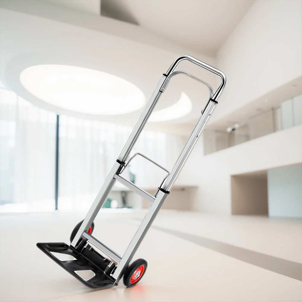 Folding Sack Truck Portable Dolly Cart Long Telescoping Handle Heavy Duty Barrow Cart Non-Slip for Moving and Travel
