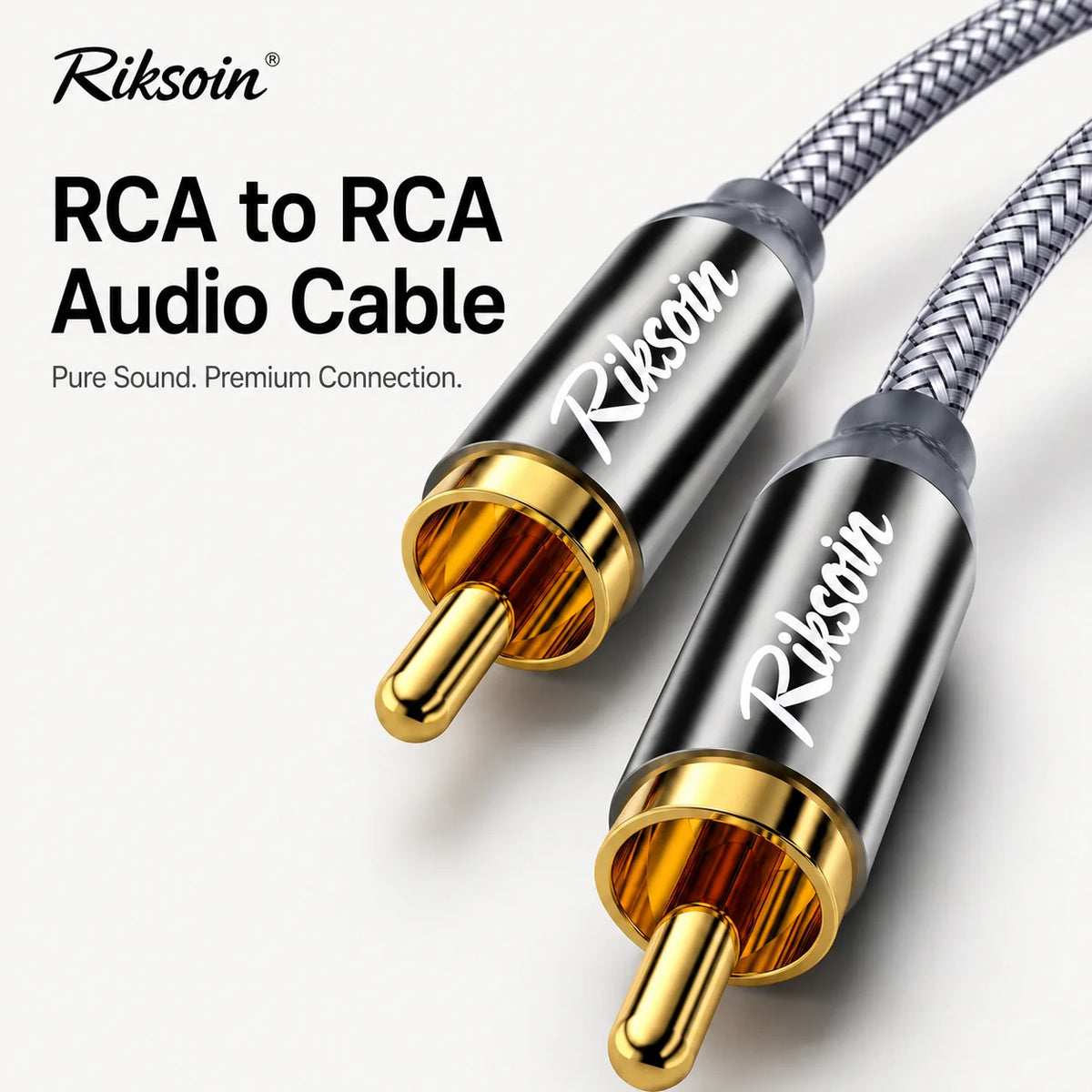 RCA Male-to-Male Audio Cable, Grey, 0.6–5m