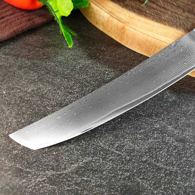 Professional Kitchen Knives Chef Cleaver Meat Wood Handle Japanese Damascus Steel Knife Slicing Fruit Fish Butcher Boning Knife