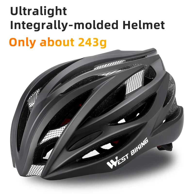 WEST BIKING Ultralight Cycling Helmet Integrated Molding MTB Road Bike Helmet Men Women Cycling Safety Cap Bike Accessories