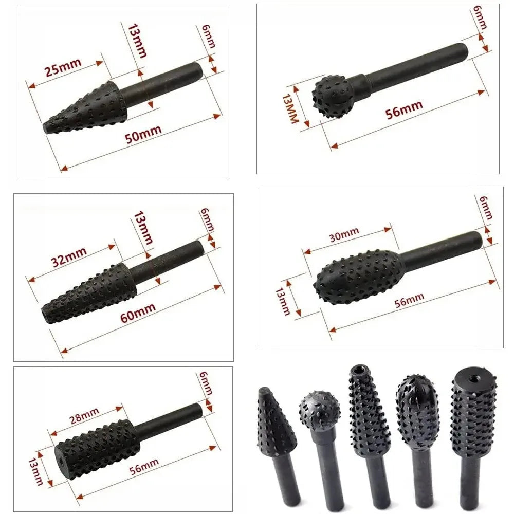 1/4'' 5PCS Drill Bit Set Cutting Tools for Woodworking Knife Wood Carving Tool Carpentry Wood Cutting Tools WorkDrill Bit Set